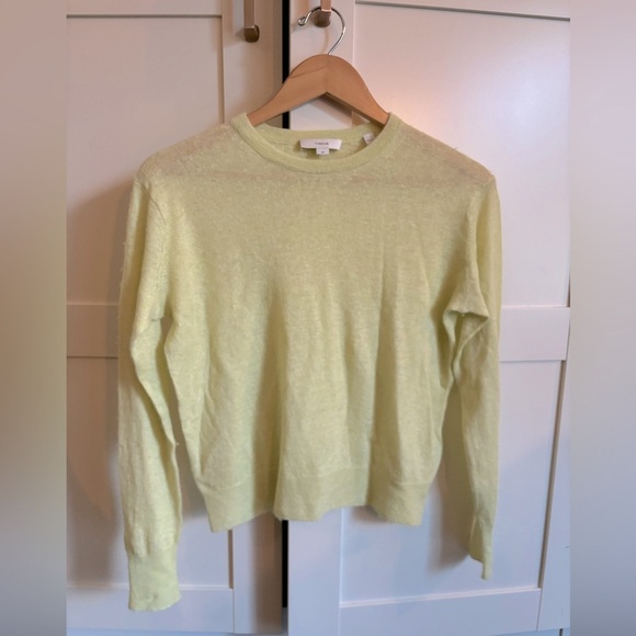 Vince Tissue Weight Linen, Silk, & Cashmere-Blend Top Citrine Size Small - Picture 3 of 8